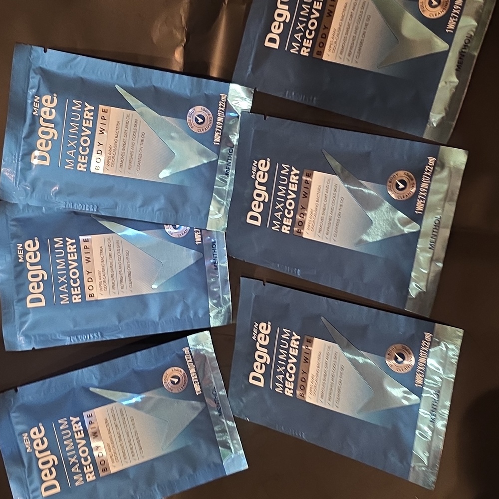 Degree Men Maximum Recovery Body Wipes , 6 Packs